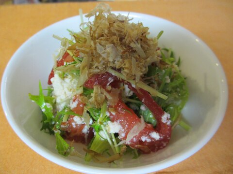 水菜とトマトの和風豆腐サラダ